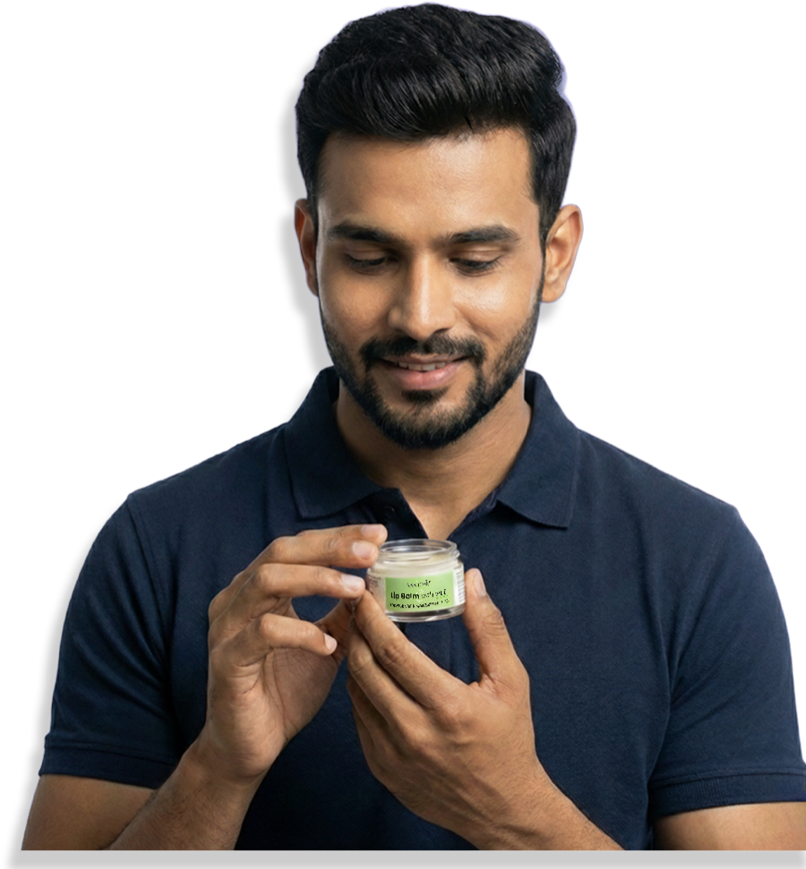 Man using VAA-U Lip Balm